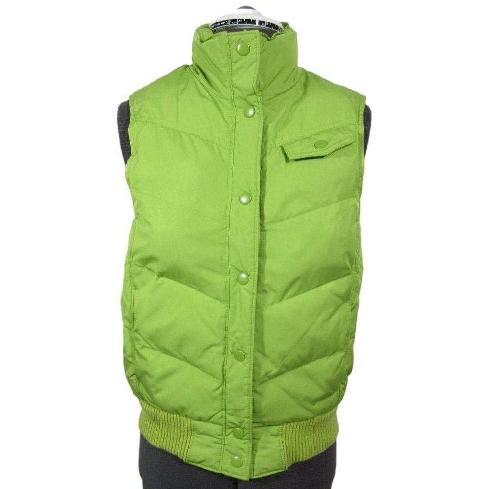 Gap women's Y2K 90s green snap front down blend filled puffer ski snow vest‎ S
